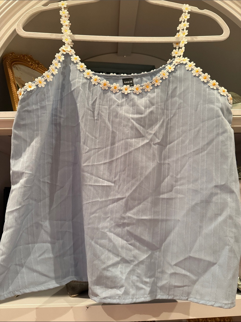 SHEIN Light Blue Daisy-Trim Tank Camisole